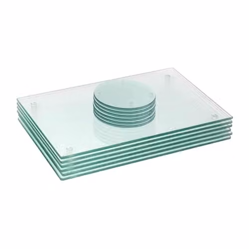 Harbour Housewares 12pc Transparent Glass Placemats and Coasters Set, W: 30 cm, D: 20 cm – 1