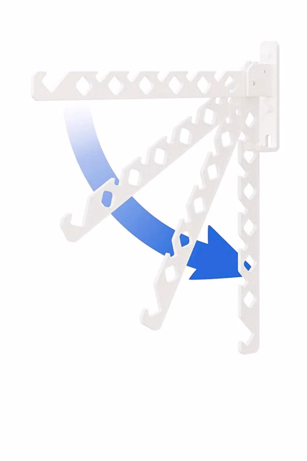 Living and Home 2-Piece Foldable Wall Mounted Clothes Drying Rack with Hooks in White – 3