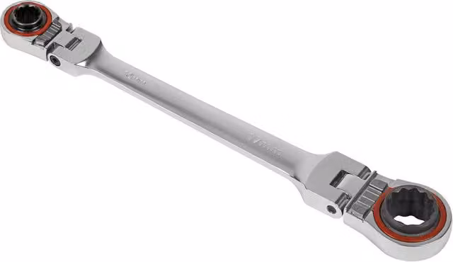 Loops 4-in-1 Double Ended Reversible Ratchet Ring Spanner Metric Wrench in Silver Chrome Vanadium Steel