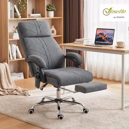 Vinsetto Grey Microfibre Executive Massage Office Chair with Heating and 4-Point Vibration, Height Adjustable, W/D/H: 64 x 76 x 120 cm – 2