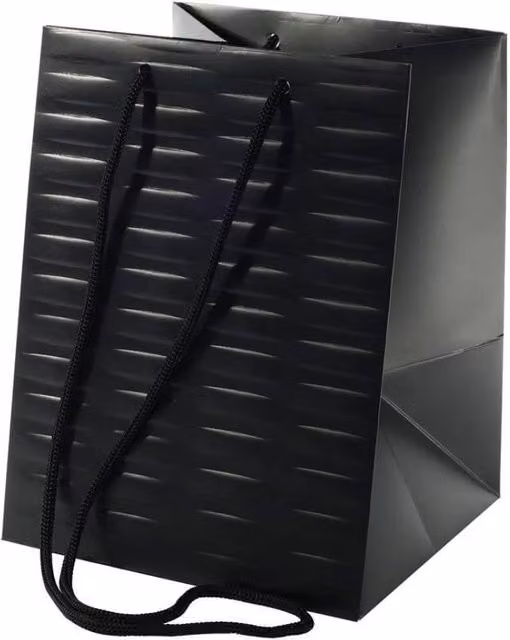 KDMD Black Woven Textured Paper Hand Tie Bags, 6 Pack, W: 19 cm x H: 25 cm – 1