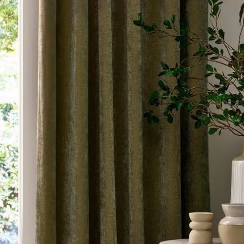 Yard Heavy Chenille Velvet Room Darkening Pencil Pleat Curtains, Green, W: 168 cm, H: 229 cm – 3