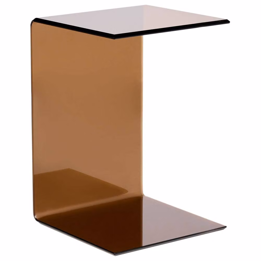 Wyld and Coco C-shaped Cantilever Side Table with Brown Tempered Glass, W/D/H: 61 x 40 x 61 cm – 2