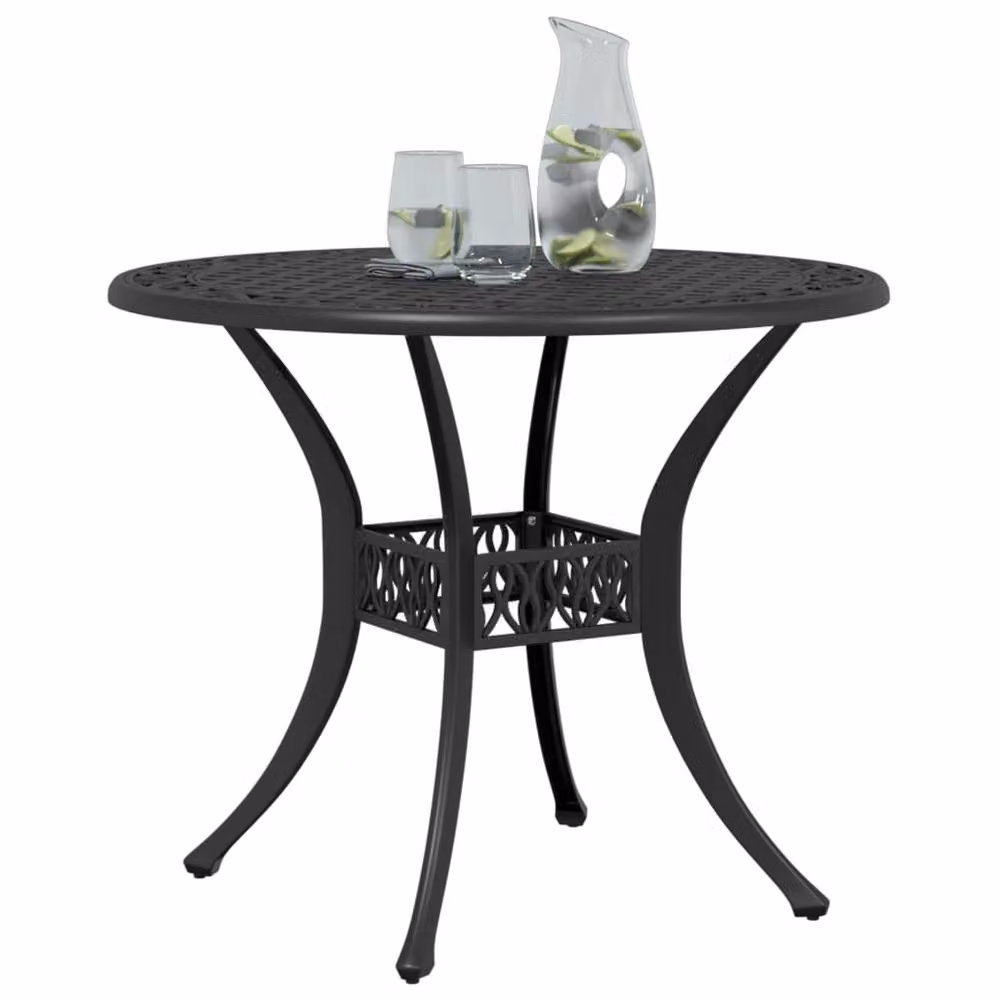 Berkfield Home Black Cast Aluminium Garden Table W: 90 cm, D: 75 cm – 4