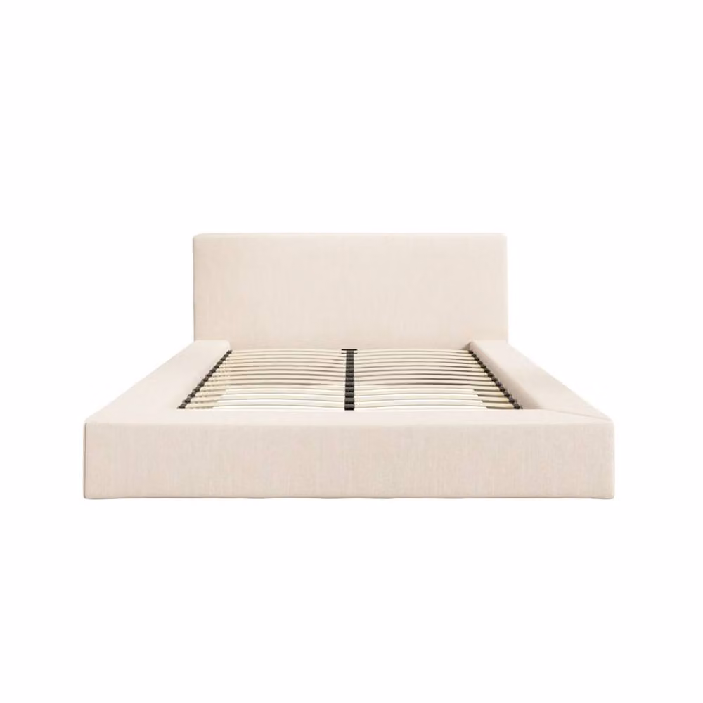 Wyld Haus Portarlington Upholstered King Bed in White with Headboard, W/D/H: 180 x 200 cm – 2