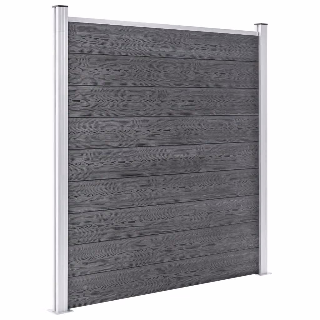 Berkfield Home Grey WPC and Aluminium Garden Fence W: 699 cm, H: 186 cm – 2