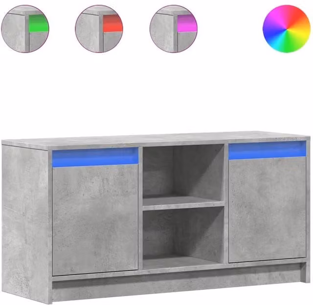 Berkfield Home Modern TV Cabinet with LED in Concrete Grey, W/D/H: 100 x 34 x 50 cm