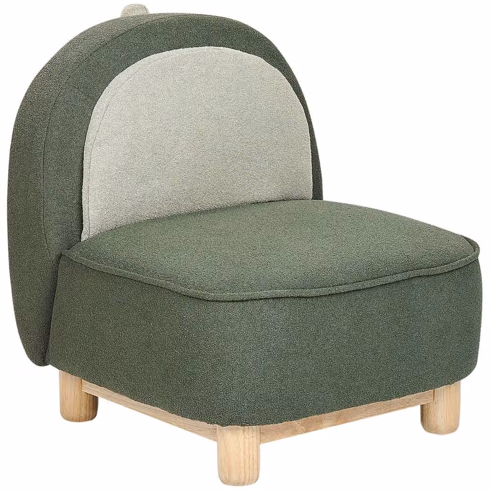 Wyld and Coco Triceratops Nursery Chair in Dark Green Bouclé Fabric with Rubberwood Frame, W/D/H: 56 x 50 x 47 cm – 2