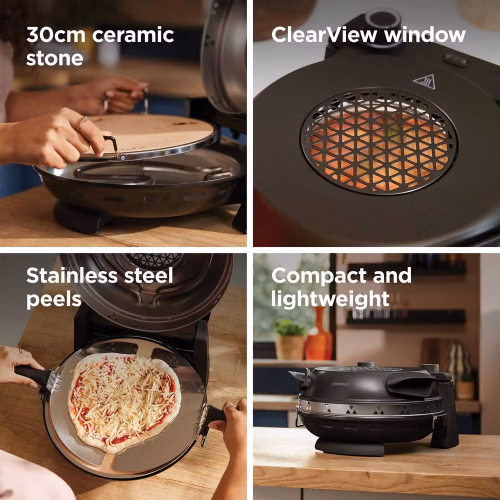 Kenwood My Pizzeria Countertop Pizza Oven in Black with Top and Bottom Heat and Timer – 4