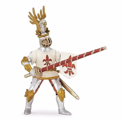 Papo White Fleur-de-Lys Knight Figurine from the Medieval Collection