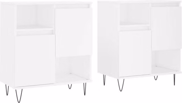 Berkfield Home Set of 2 White Matt MDF Wall Mounted Sideboards