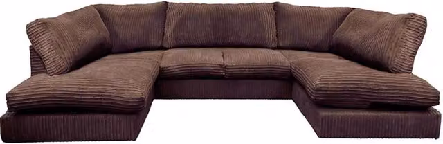 Snug Furniture Birmingham Ltd Preston U-Shaped Jumbo Cord Full Back Corner Sofa in Chocolate, 6 Person – 1