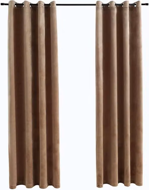 Berkfield Home Blackout Velvet Curtains in Beige, 2 Pack, W: 140 cm, H: 225 cm