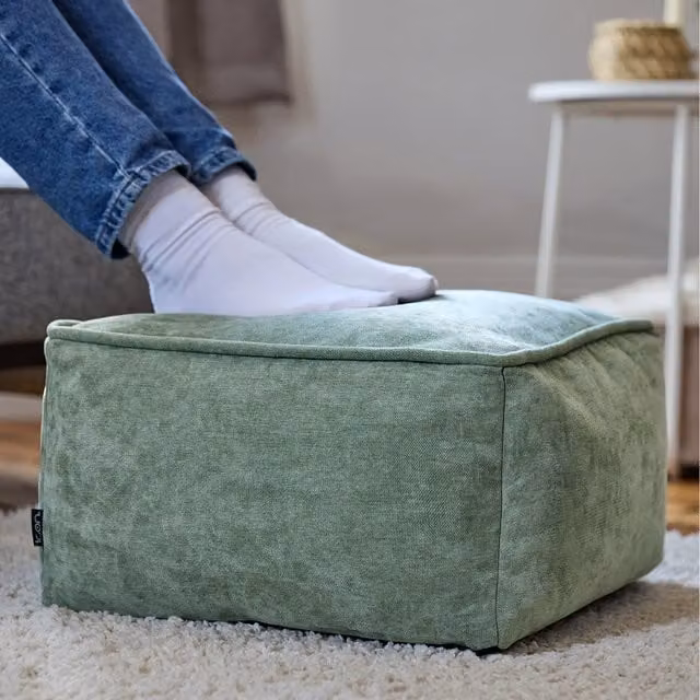 ICON Chenille Bean Bag Footstool in Green