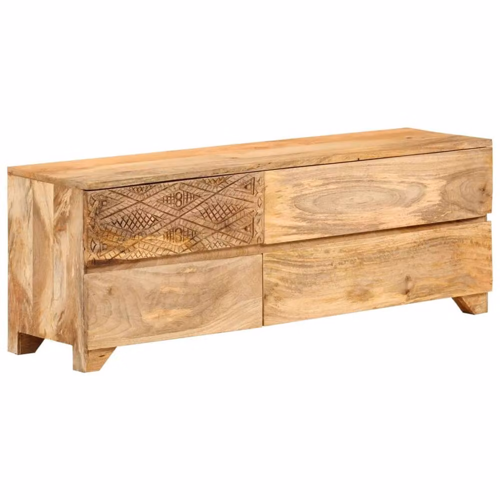 Berkfield Home TV Cabinet in Brown Solid Mango Wood, W/D/H: 110 x 30 x 40 cm – 2
