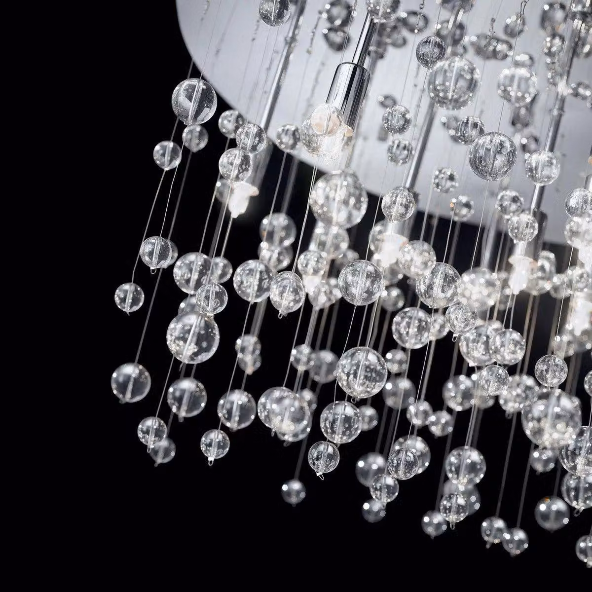 Netlighting Neve 12 Light Large Semi Blown Glass Bubbles Flush Ceiling Pendant in Chrome and Grey – 2