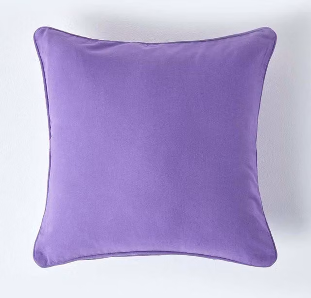 Homescapes Plain Purple Cotton Square Cushion Cover, W/D/H: 60 x 60 x 60 cm