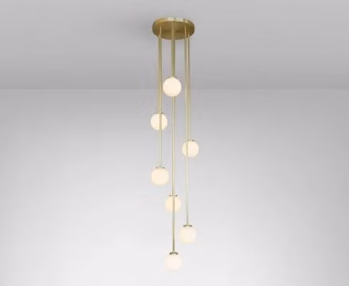 CTO Lighting Mezzo Cluster Round 8 Suspended Pendant Light in White and Gold/Brass
