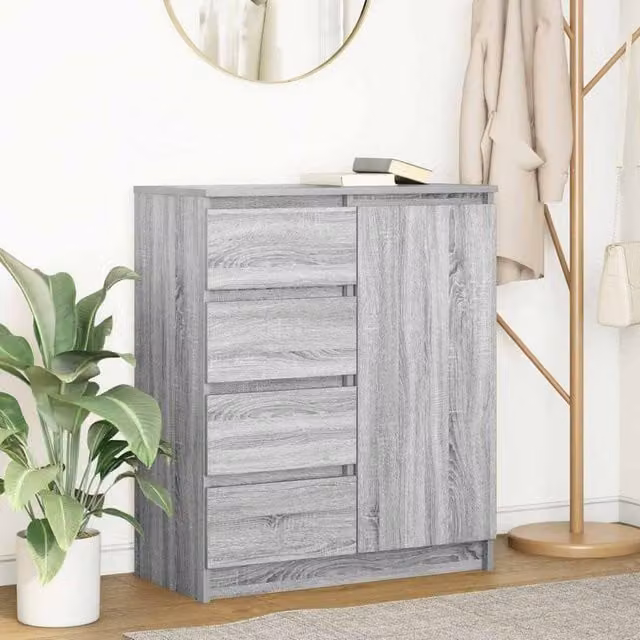 Berkfield Home Modern Sideboard with Drawers in Grey Sonoma, W/D/H: 71 x 35 x 84 cm – 1
