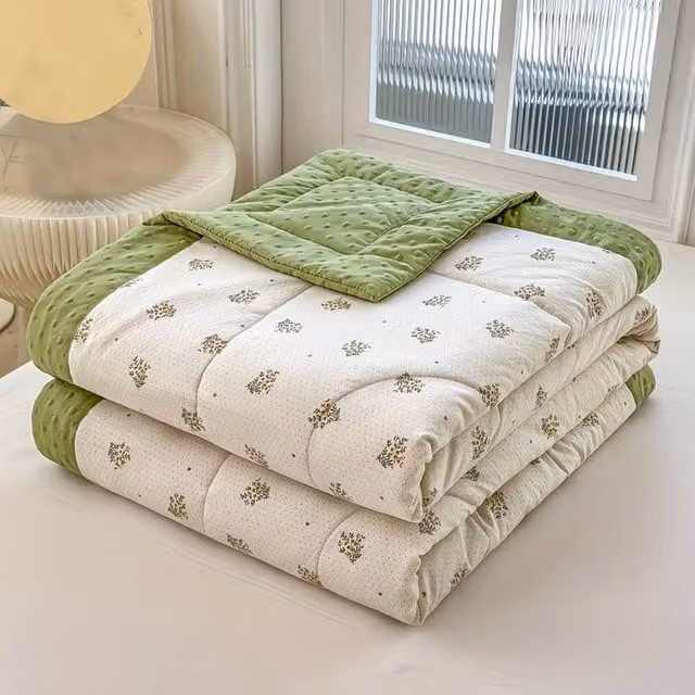 Pawnora Flower of Fortune Cooling Blanket in Green, W 150 cm x L 200 cm