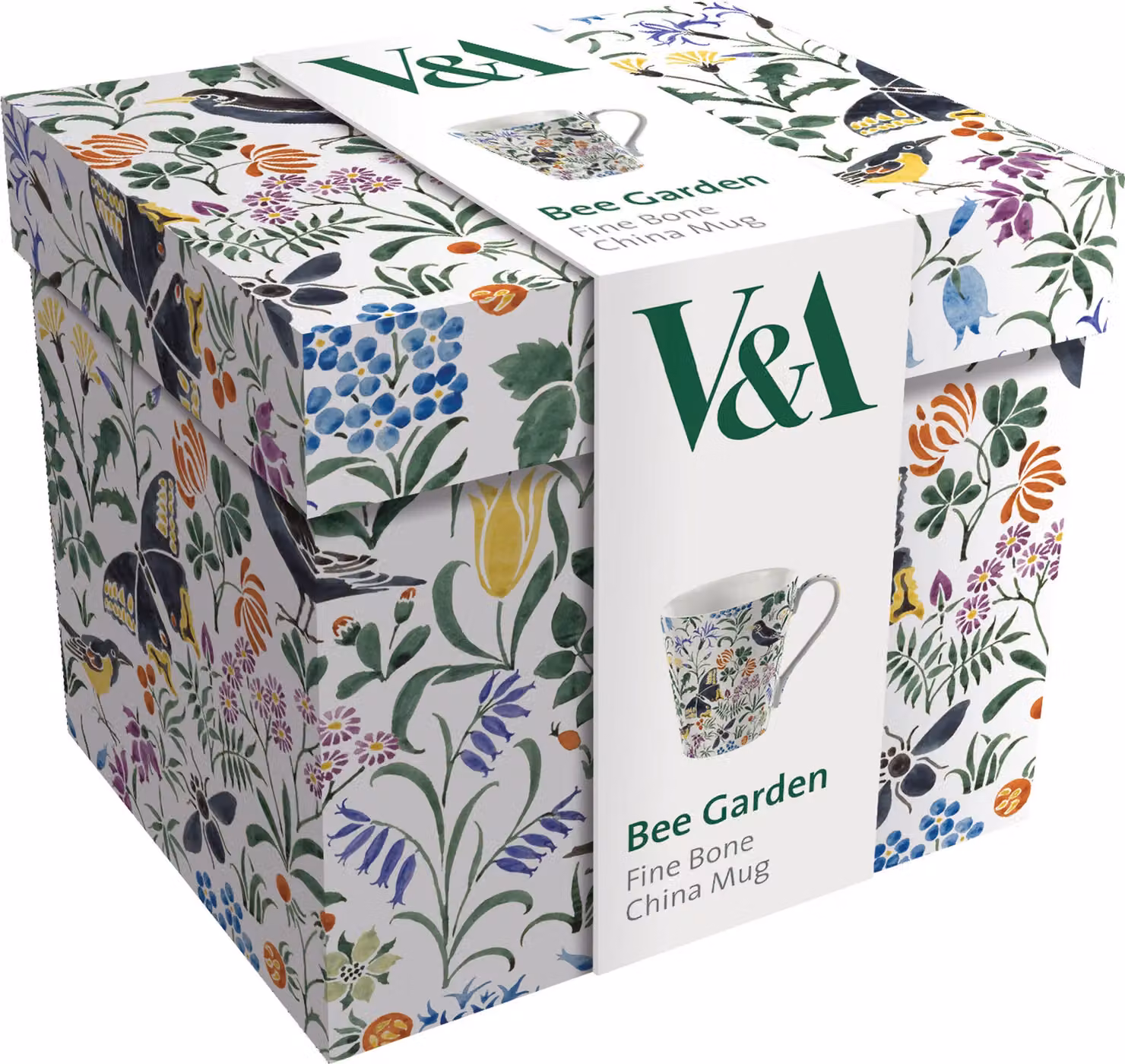 V & A Voysey's Nature Kingdom Bee Garden Multicolour Bone China Mug, 450ml – 2