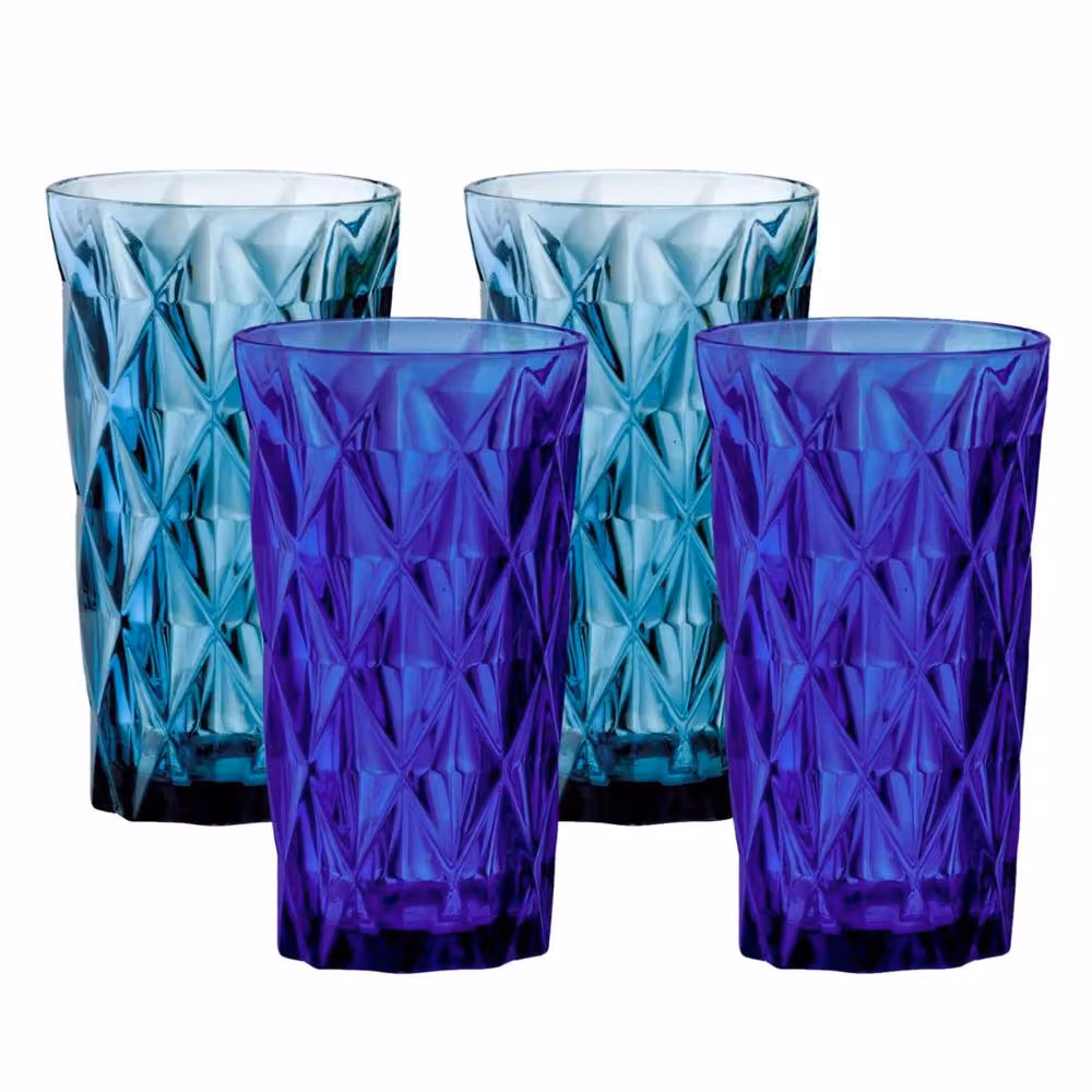 Marco Paul 4-Piece Blue Plastic Stackable Drinking Tumblers – 3