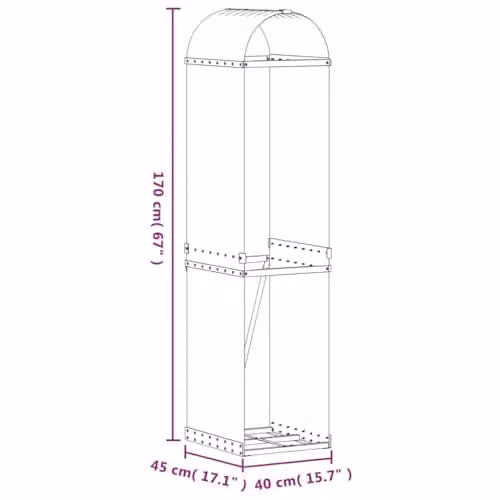 vidaXL Brown Freestanding Steel Log Holder W/D/H: 40 x 45 x 170 cm – 2
