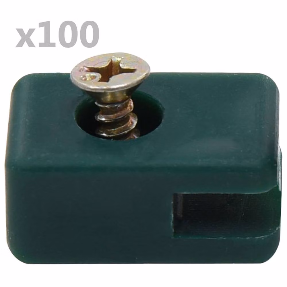 Berkfield Home Beautiful Green Plastic Garden Fence Wire Holder and Screw Clamp Set, 100 Pack – 2
