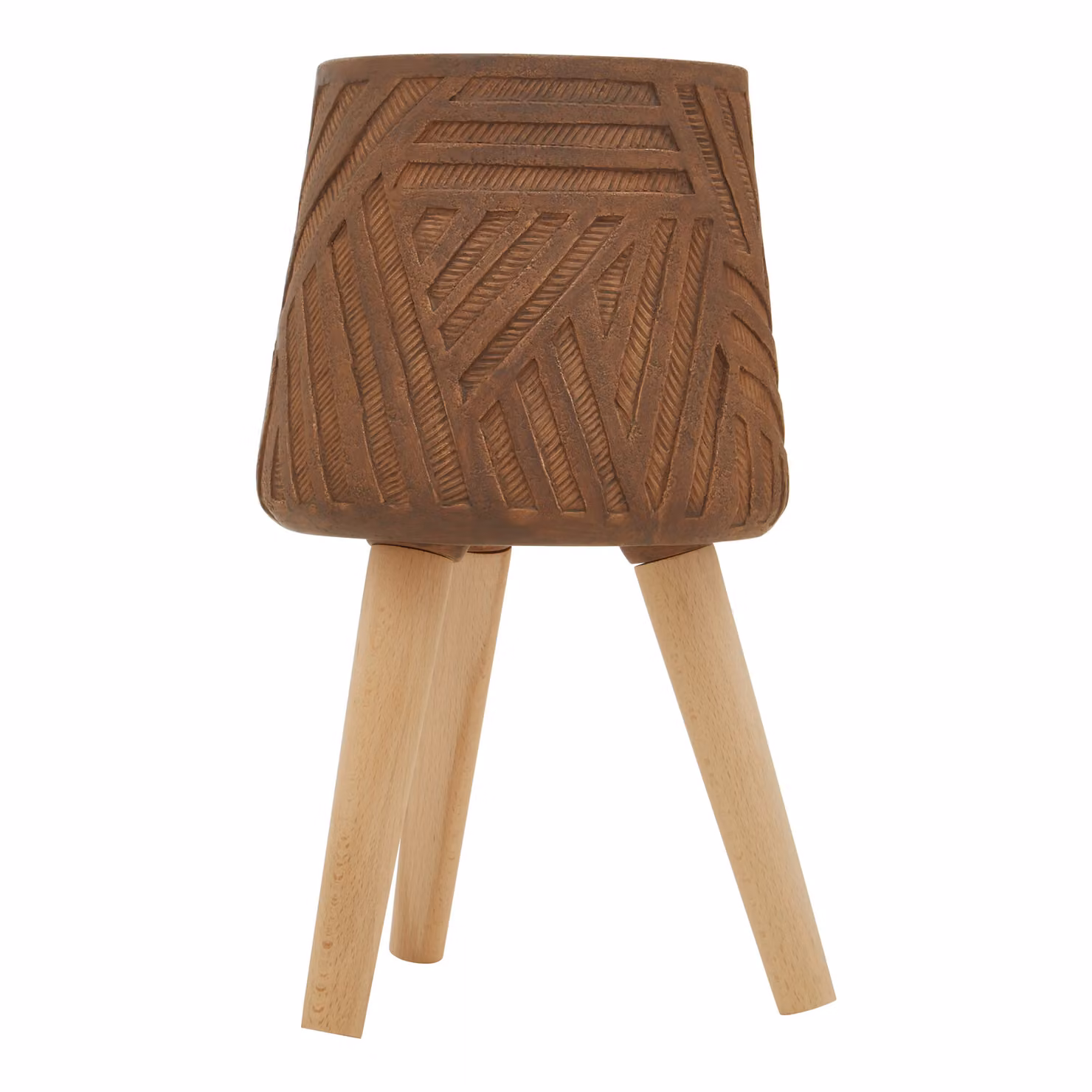 Orsina Darnell Brown Geometric Round Tabletop Planter – 2