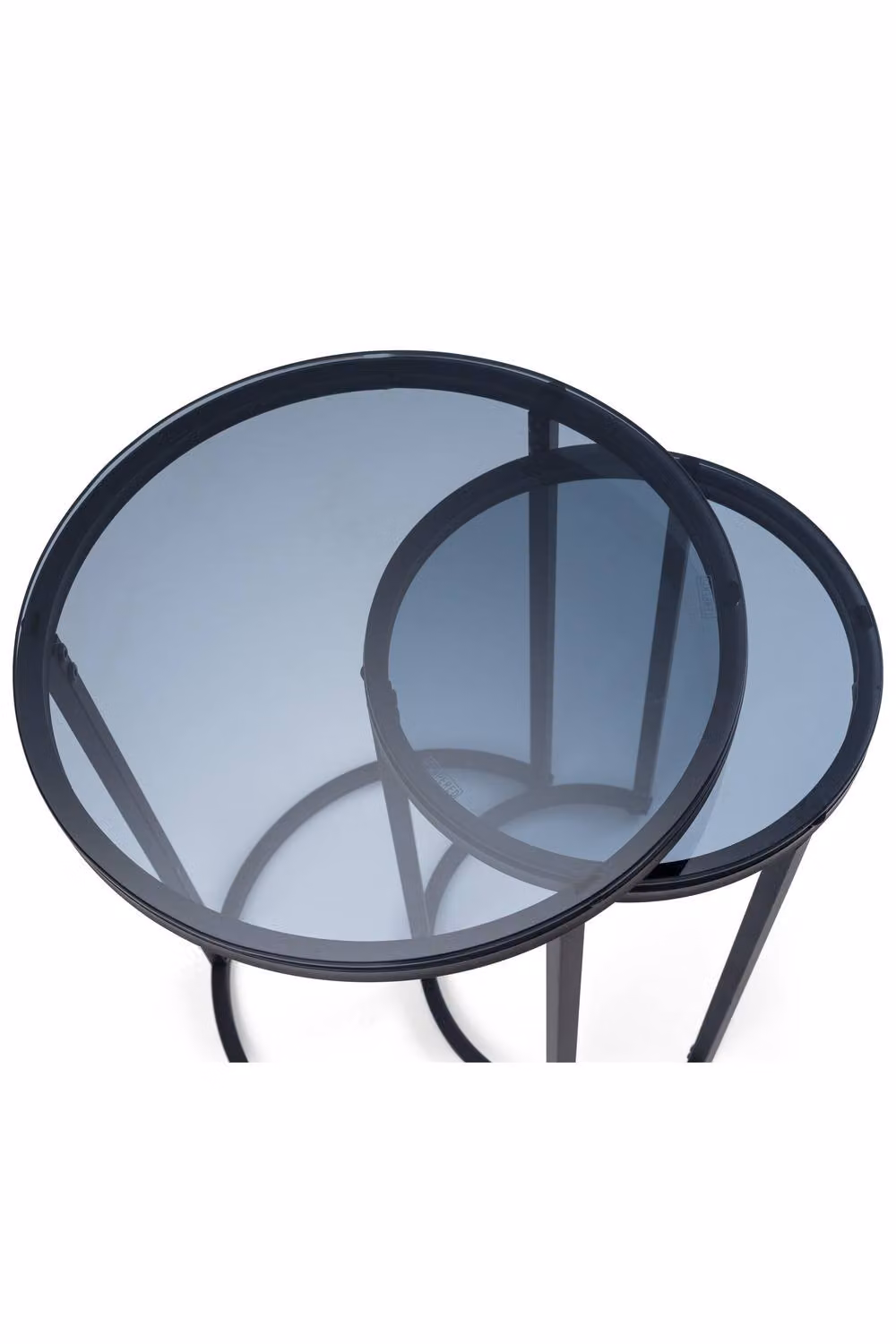 Julian Bowen Chicago Round Nest of 2 Side Tables with Smoked Glass Tops in Black and Grey, H 55 x W 40 x D 40 cm – 5