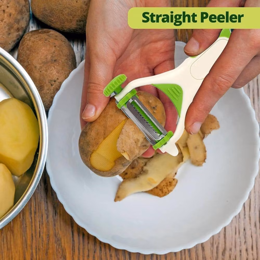Top 3 3-in-1 Multi Vegetable Peeler with Serrated and Julienne Blades in White and Green – 2