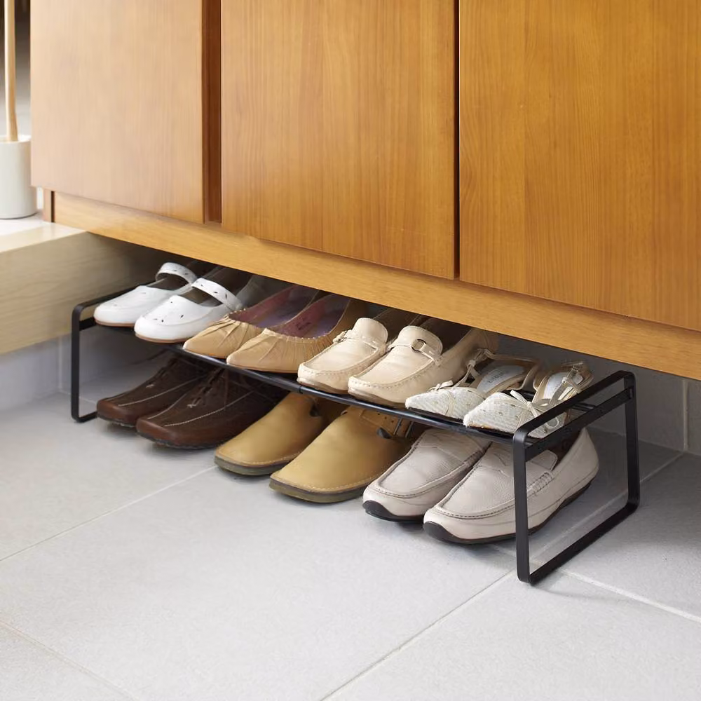 Yamazaki Black Extendable 1 Tier Metal Shoe Rack – 2