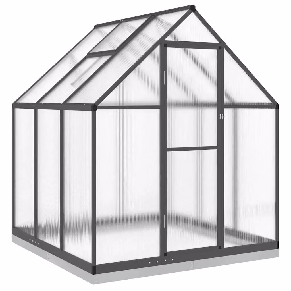 Berkfield Home Anthracite Aluminium Greenhouse with Polycarbonate Panels and Base Frame, W/D/H: 169 x 169 x 202 cm – 2