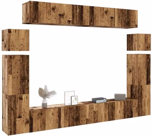 Berkfield Home 8 Piece Wall-mounted Classic TV Cabinet Set in Brown Engineered Wood