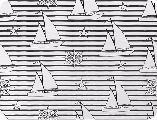 Benjamin Tate Design Maritime Sailboats Fleece Blanket in Black, Beige and White, W/D/H: 120 x 150 cm – 2