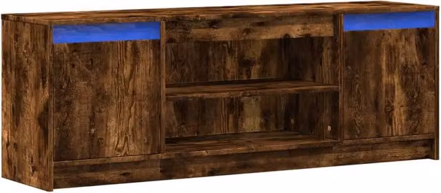 Berkfield Home Modern TV Cabinet with Integrated LED Lighting in Smoked Oak Brown, W: 139.5 cm, D: 34 cm, H: 50 cm – 1