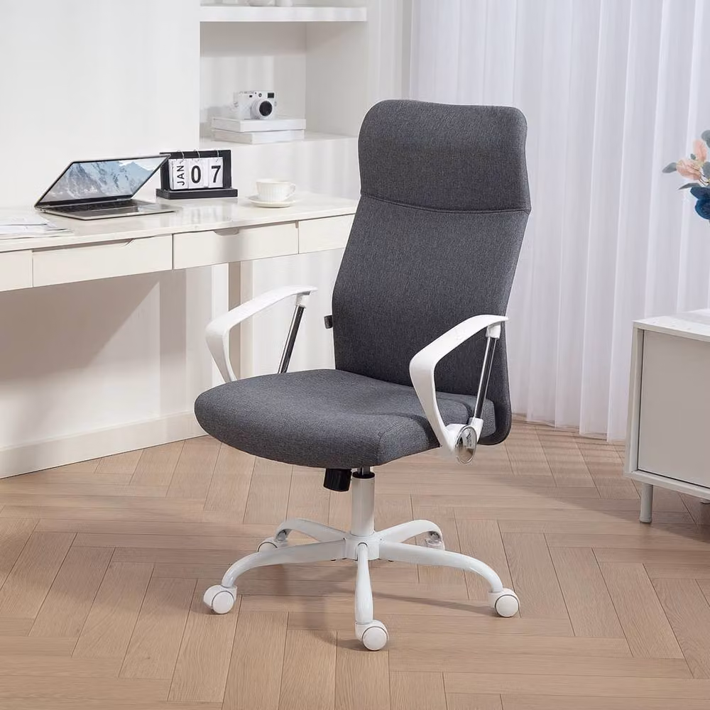 Rolipo Grey Fabric High Back Executive Office Chair with Headrest and Armrests – 2