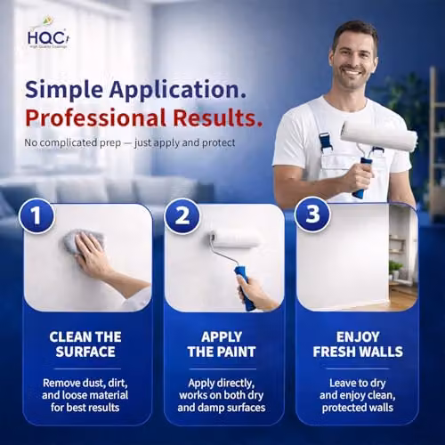 HQC Paints Anti Damp and Mould Resistant Interior Wall and Ceiling Paint, Light Grey Matt, 1 l – 5