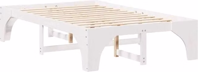 Berkfield Home Floor Bed Frame with Lift Up Storage in White Solid Pine Wood W: 135 cm, L: 190 cm