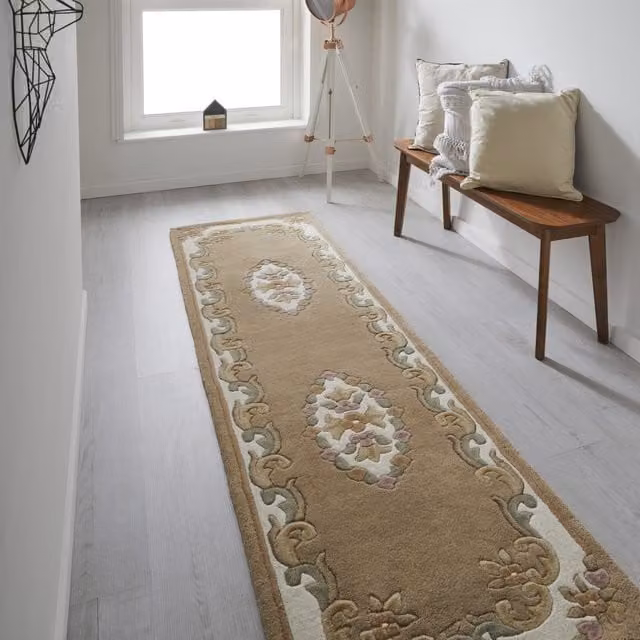 Melrose Interiors Antique Oriental Hand Tufted Wool Area Rug, Beige, W: 235 cm, D: 68 cm