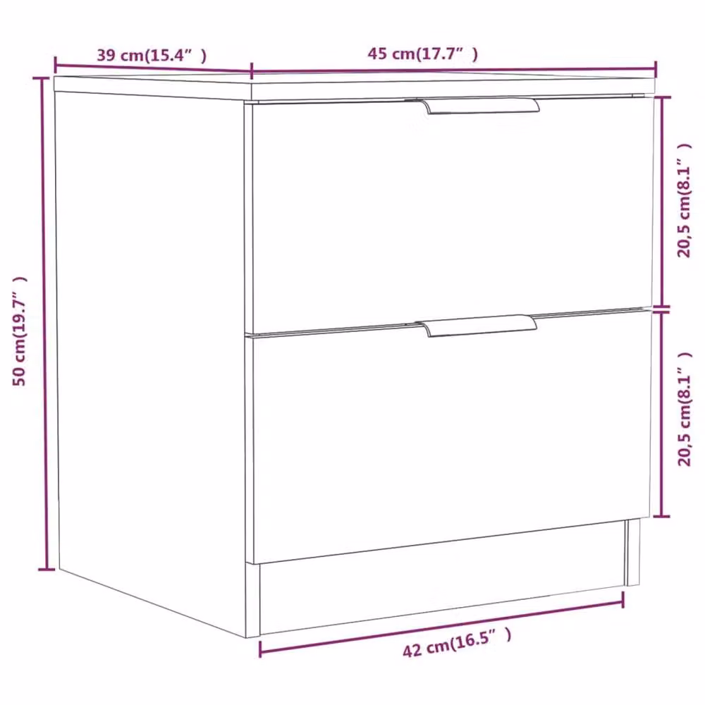 Berkfield Home Elegant Bedside Cabinets, 2 Piece Set in Concrete Grey Engineered Wood – 2