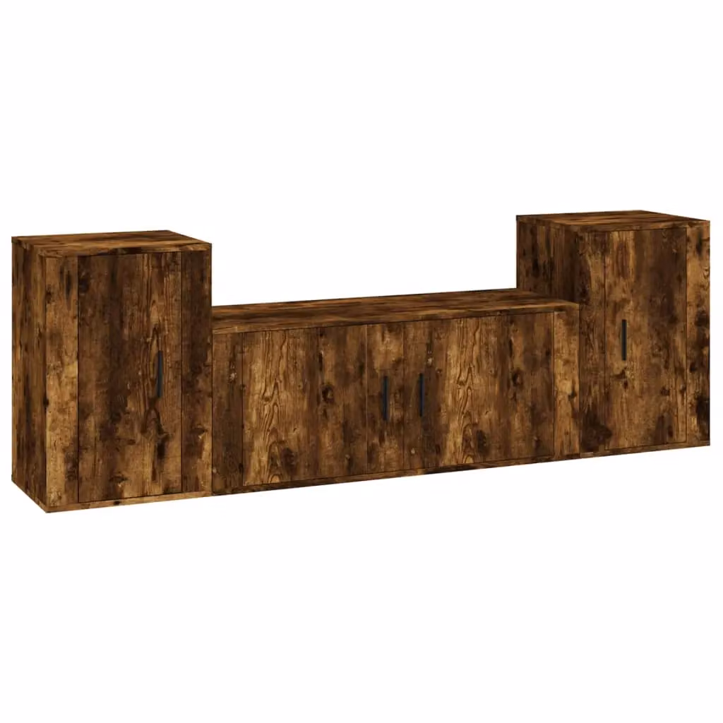Berkfield Home 3 Piece Classic Smoked Oak TV Cabinet Set in Brown – 2
