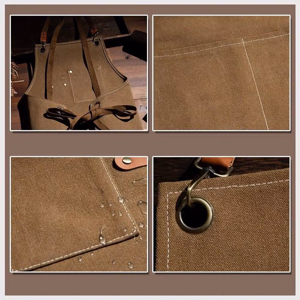 EONLION Brown Waterproof Canvas Pocket Apron, 100 cm – 4