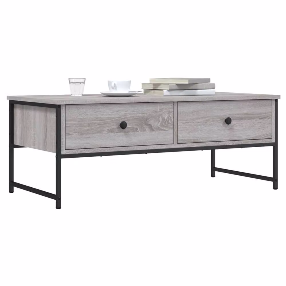 Berkfield Home Grey Sonoma Decorative Coffee Table in Engineered Wood, W: 101 cm, D: 49 cm, H: 39.5 cm – 2