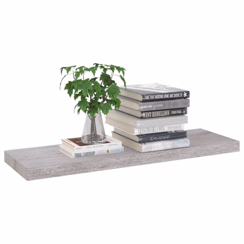 Berkfield Home Set of 4 Floating Wall Shelves in Concrete Grey, W/D/H: 80 x 23.5 x 4 cm – 3