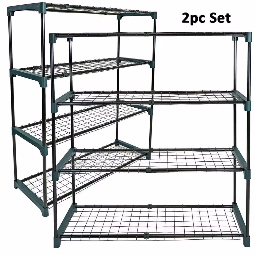 SPETLEK 4 Tier Green Metal Greenhouse Shelving Racking for Garden Plants, 2 Pack – 2