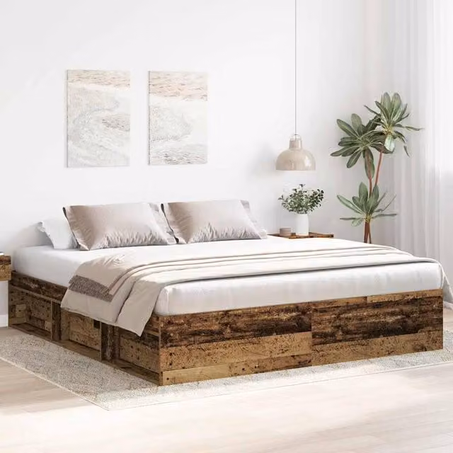 Berkfield Home Durable Rustic Bed Frame in Brown, W/D/H: 200 x 35 x 203 cm – 1