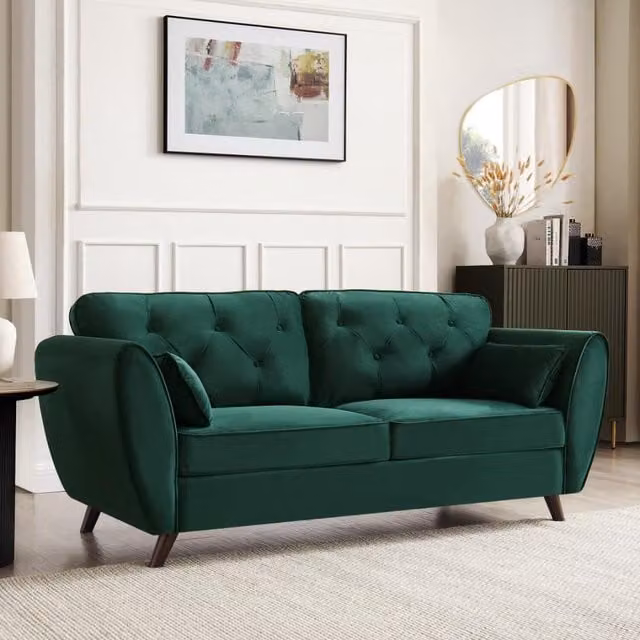 Home Detail Mona 3 Seater Green Velvet Chesterfield Sofa – 1