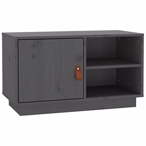 vidaXL Scandinavian TV Cabinet in Grey Solid Pine, W/D/H: 70 x 34 x 40 cm – 1