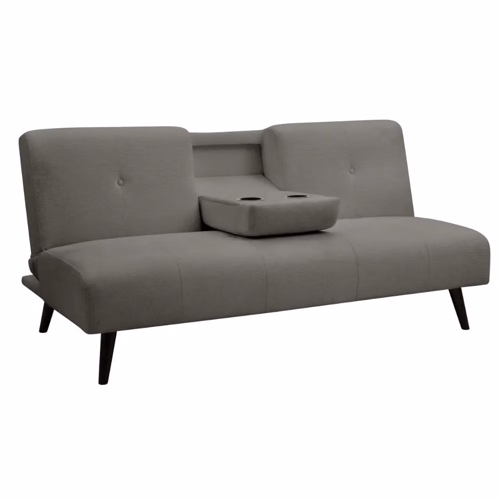 Home Detail Chicory 3 Seater Fabric Sofa Bed with Cupholder Tray in Dark Grey – 2